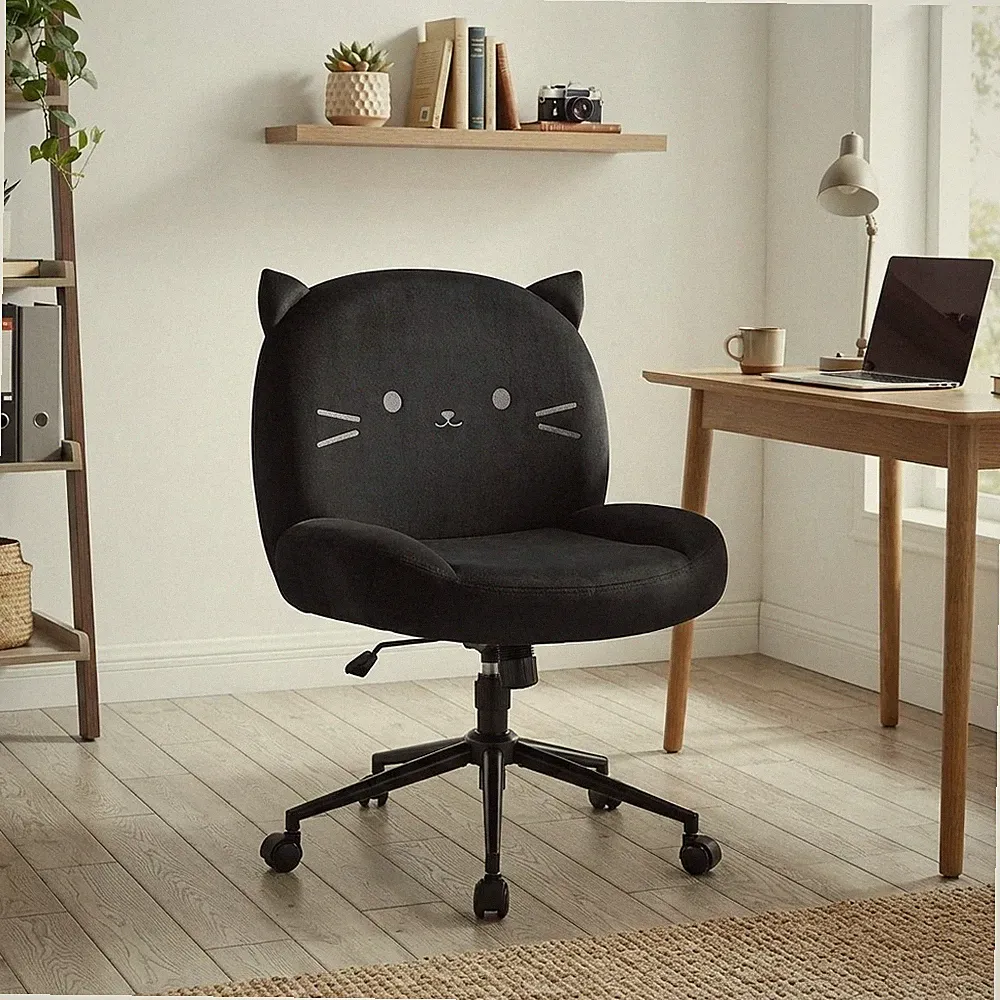 Stylischer ergonomischer Stuhl ohne Armlehnen mit Katzenohren - höhenverstellbar & 360° drehbar