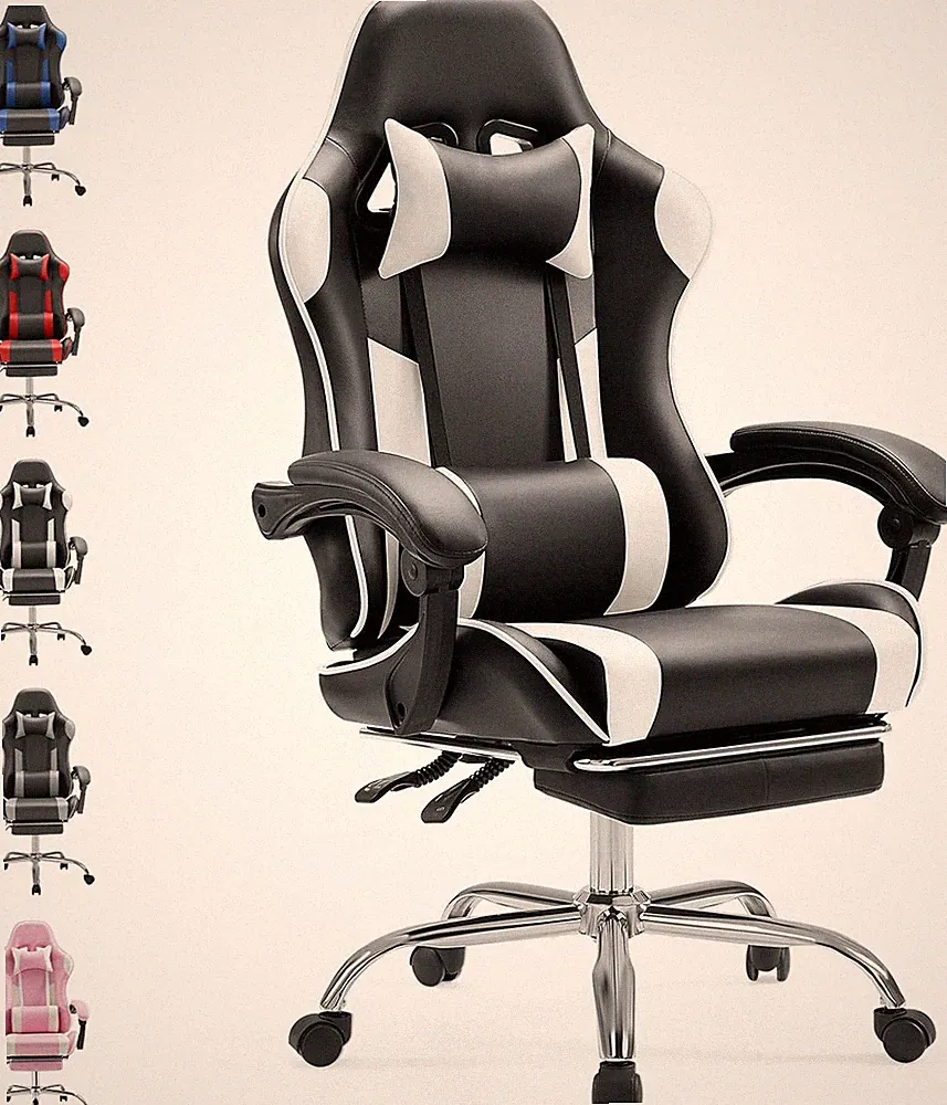 Sweetcrispy Gaming Stuhl,Ergonomischer Bürostuhl Mit Fußstütze,Gamer PC Stühle M