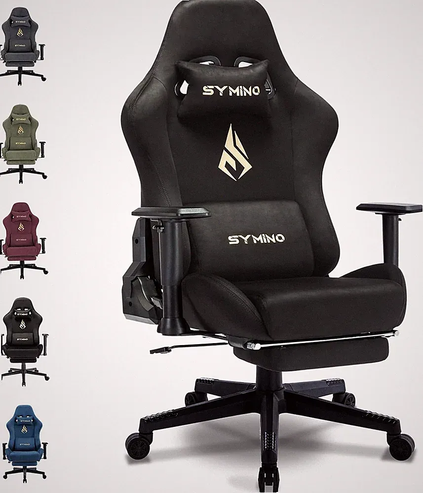 Symino Gamingstuhl atmungsaktiver Wildlederimitat verstellbarer Drehstuhl