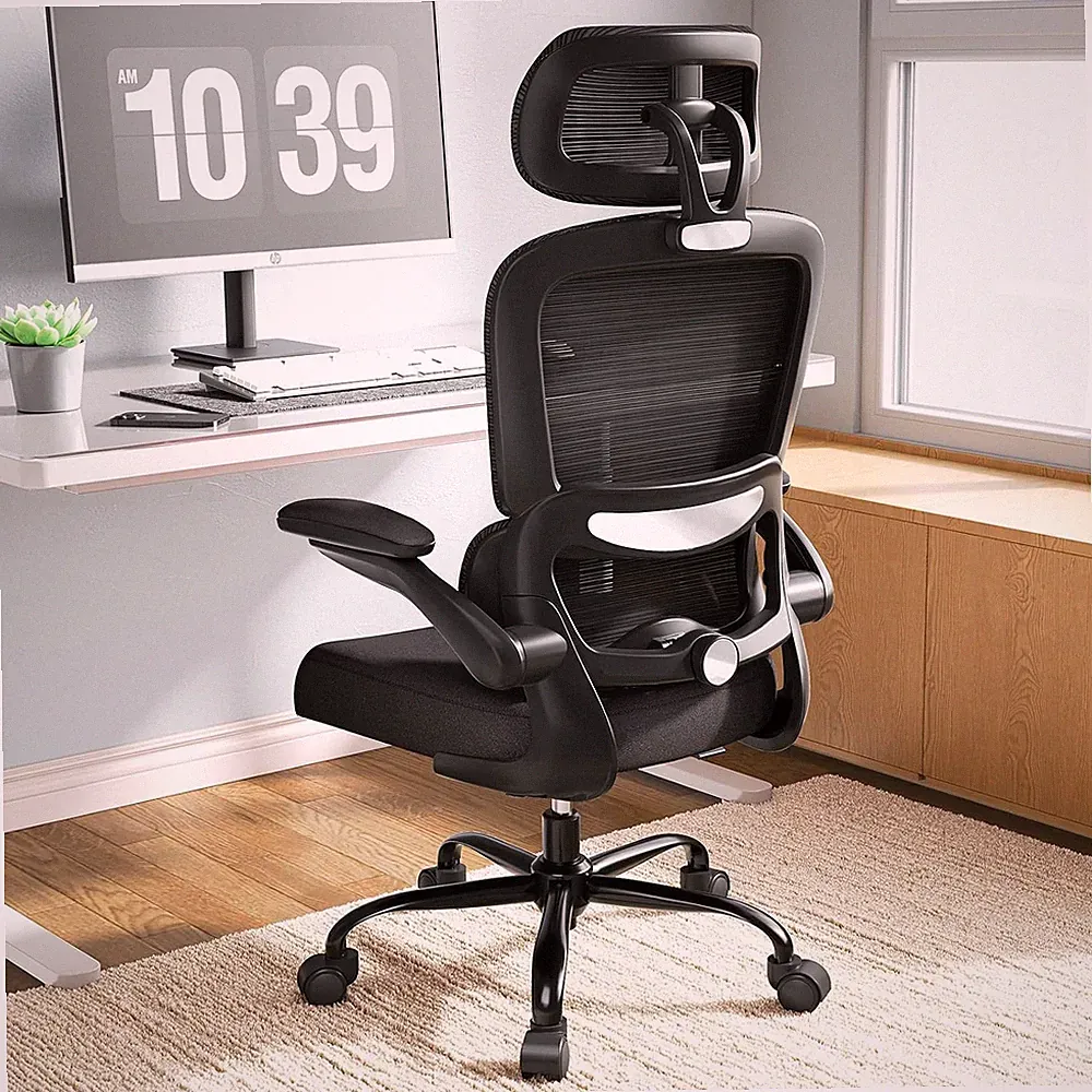 TRALT Bürostuhl Ergonomisch - Bürostuhl Mit Verstellbare Lordosenstütze Kopfstüt