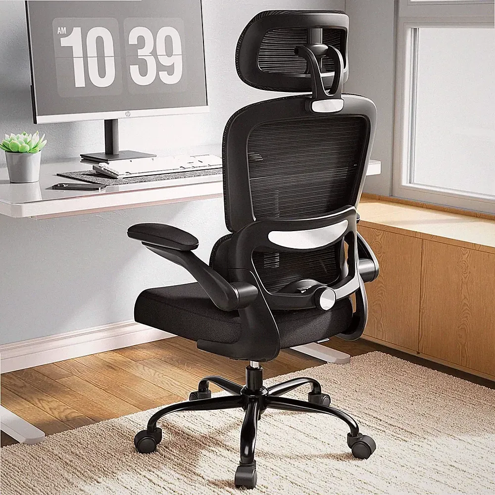 TRALT Ergonomischer Bürostuhl mit Kopfstütze & Lordosenstütze 150kg Schwarz