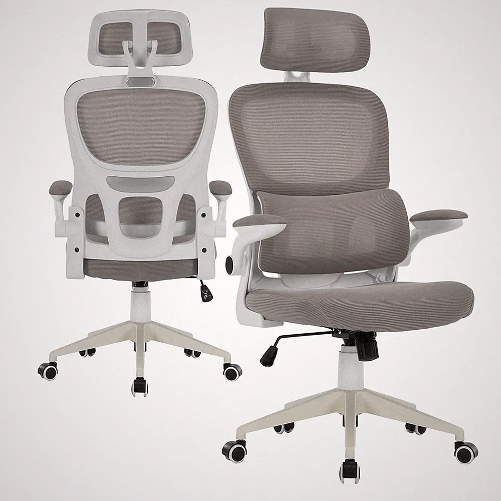 TRISENS Drehstuhl mit ergonomischer Rückenlehne Bürostuhl weiß hellgrau TR-8018