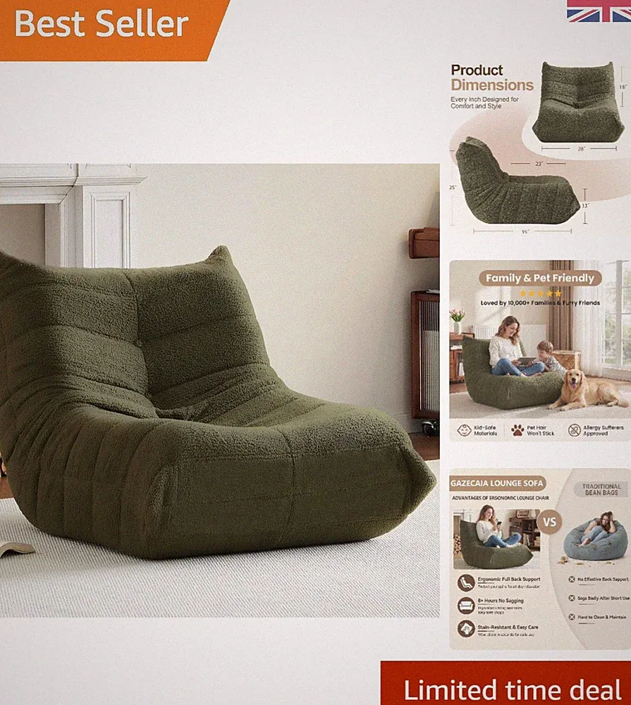 Ultraweicher Teddy Sitzsack Stuhl — gemütlich, langlebig und modern für jeden Raum