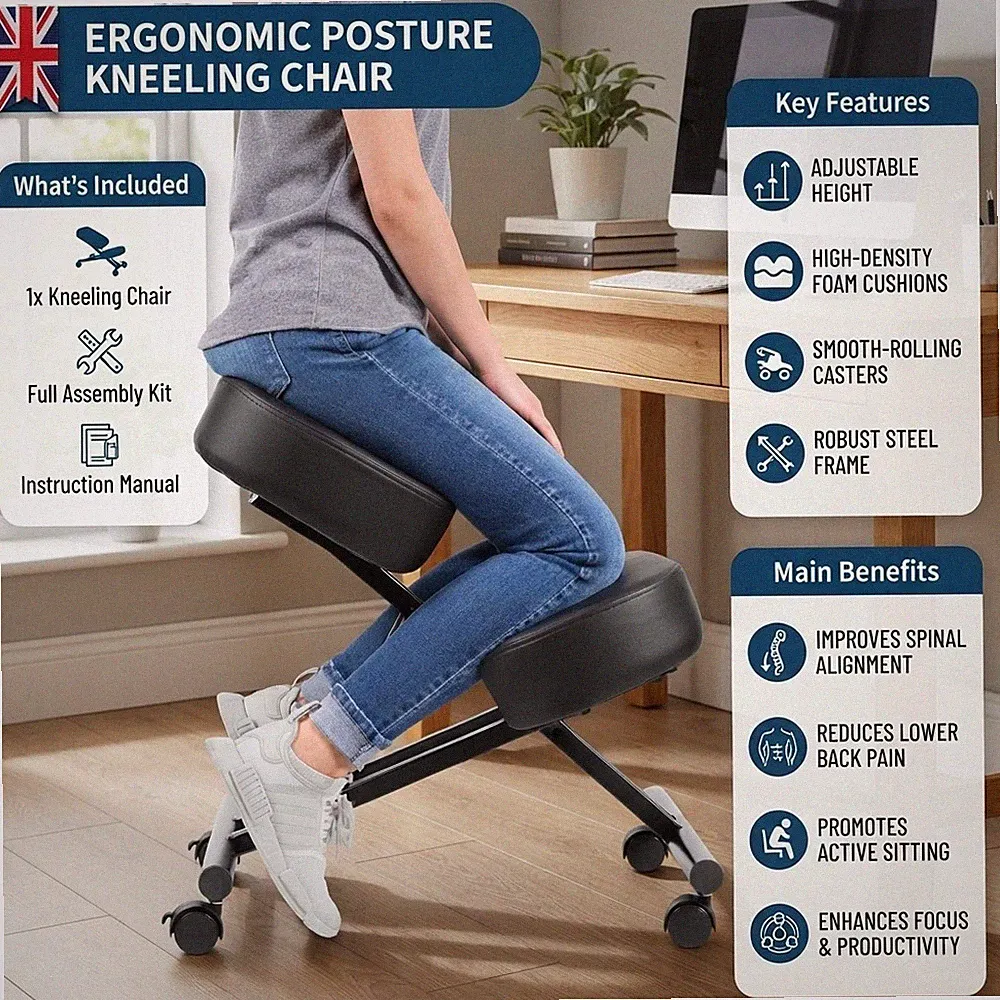 Verstellbarer ergonomischer Kniestuhl für Zuhause & Büro - moderner Stil & Schaumstoff C...