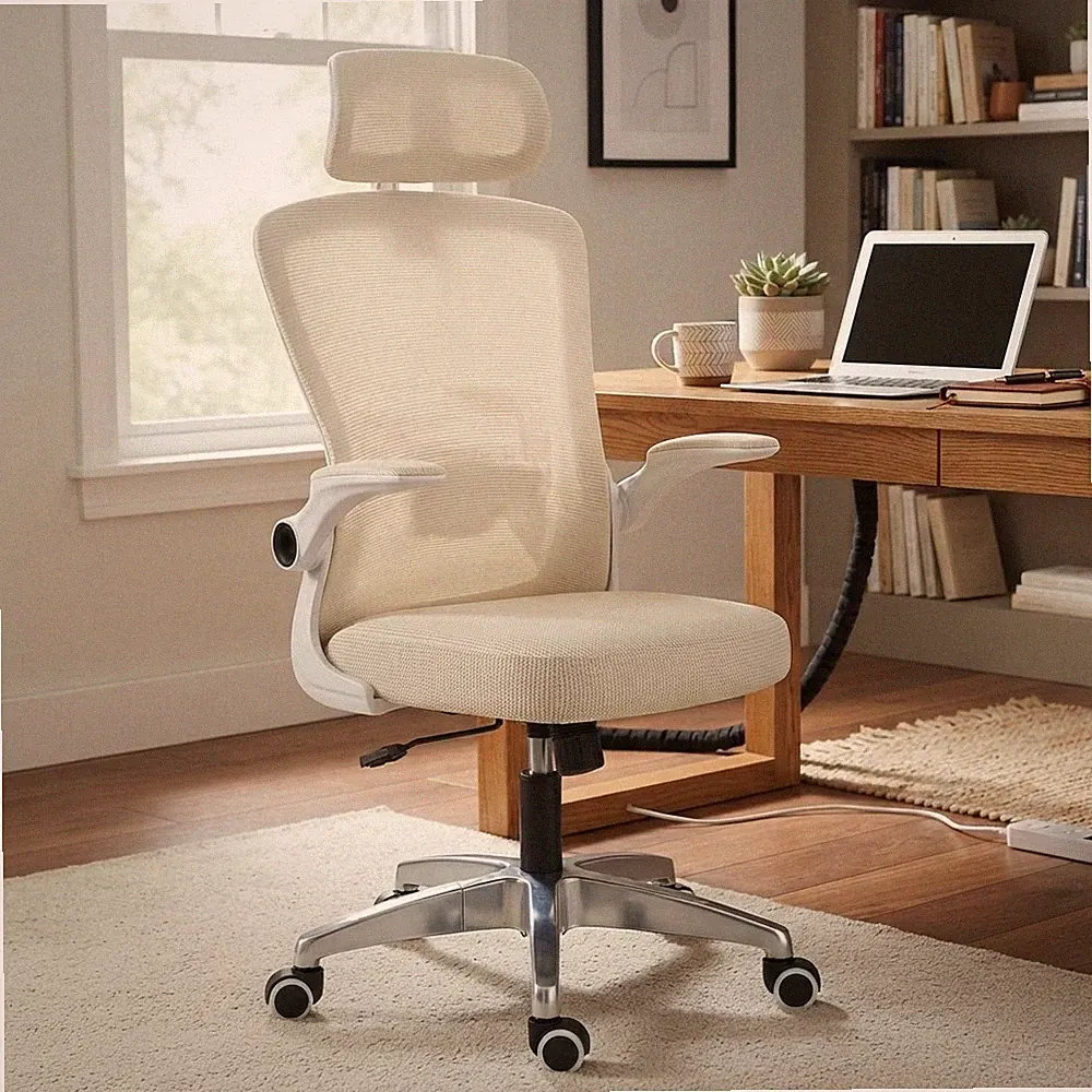 Verstellbarer Rollstuhl mit hoher Rückenlehne und ergonomischer Unterstützung für Büro & Gaming