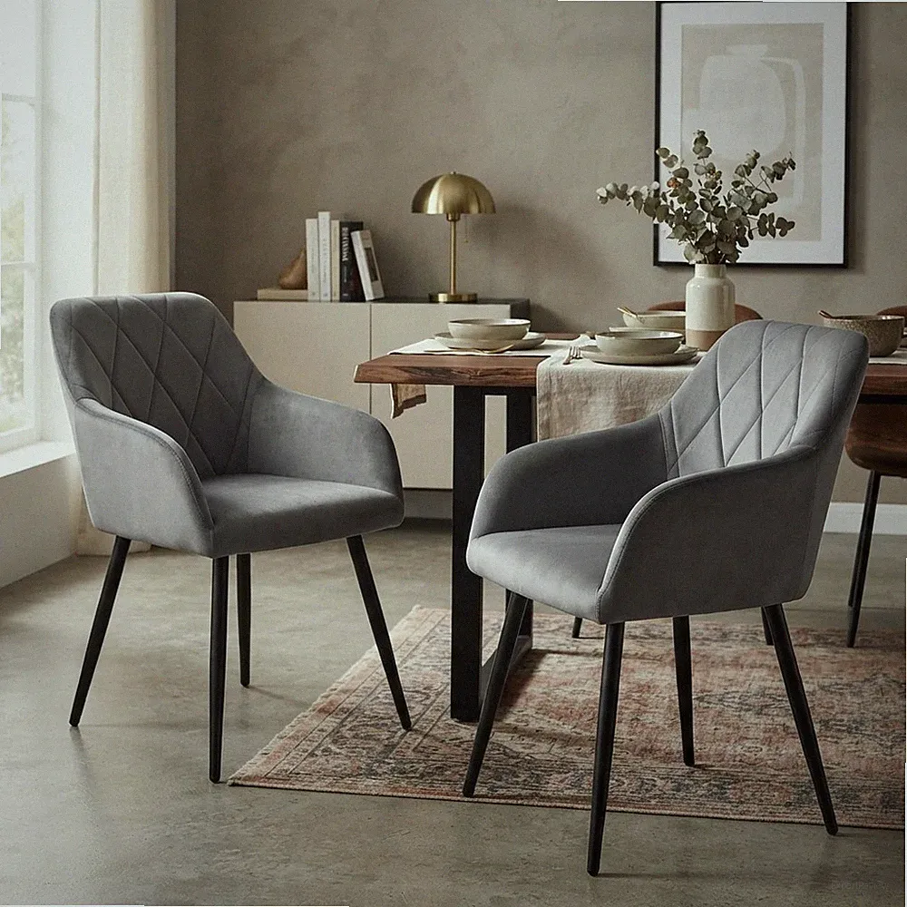 Vielseitiges 2er Set ergonomische Esszimmerstühle Samt für moderne Innenräume