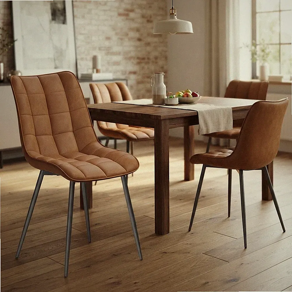 Vielseitiges 4er Set gepolsterte Esszimmerstühle mit Metallbeinen - moderner Stil