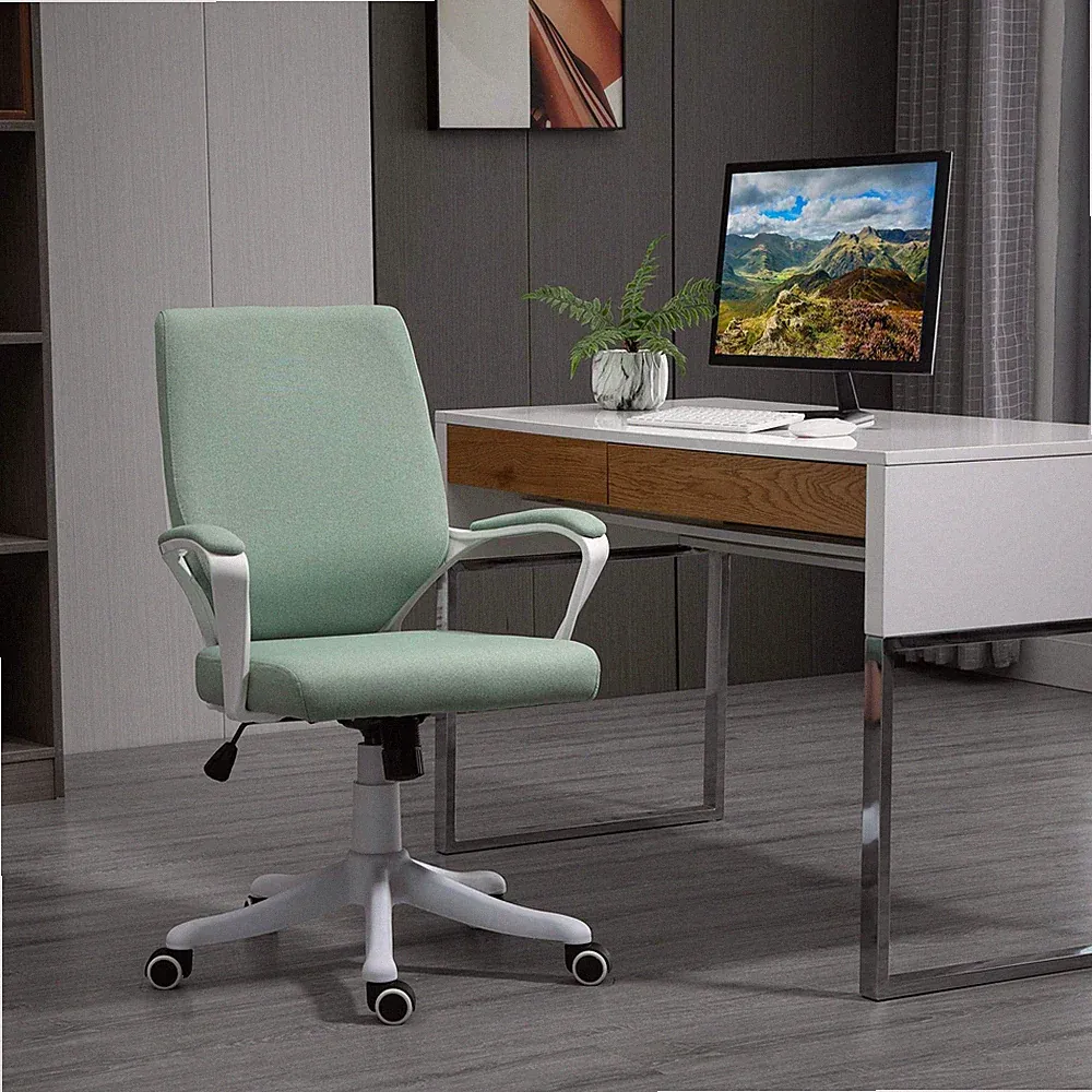 Vinsetto Bürostuhl Drehstuhl höhenverstellbarer ergonomisch Polyester Grün+Weiß