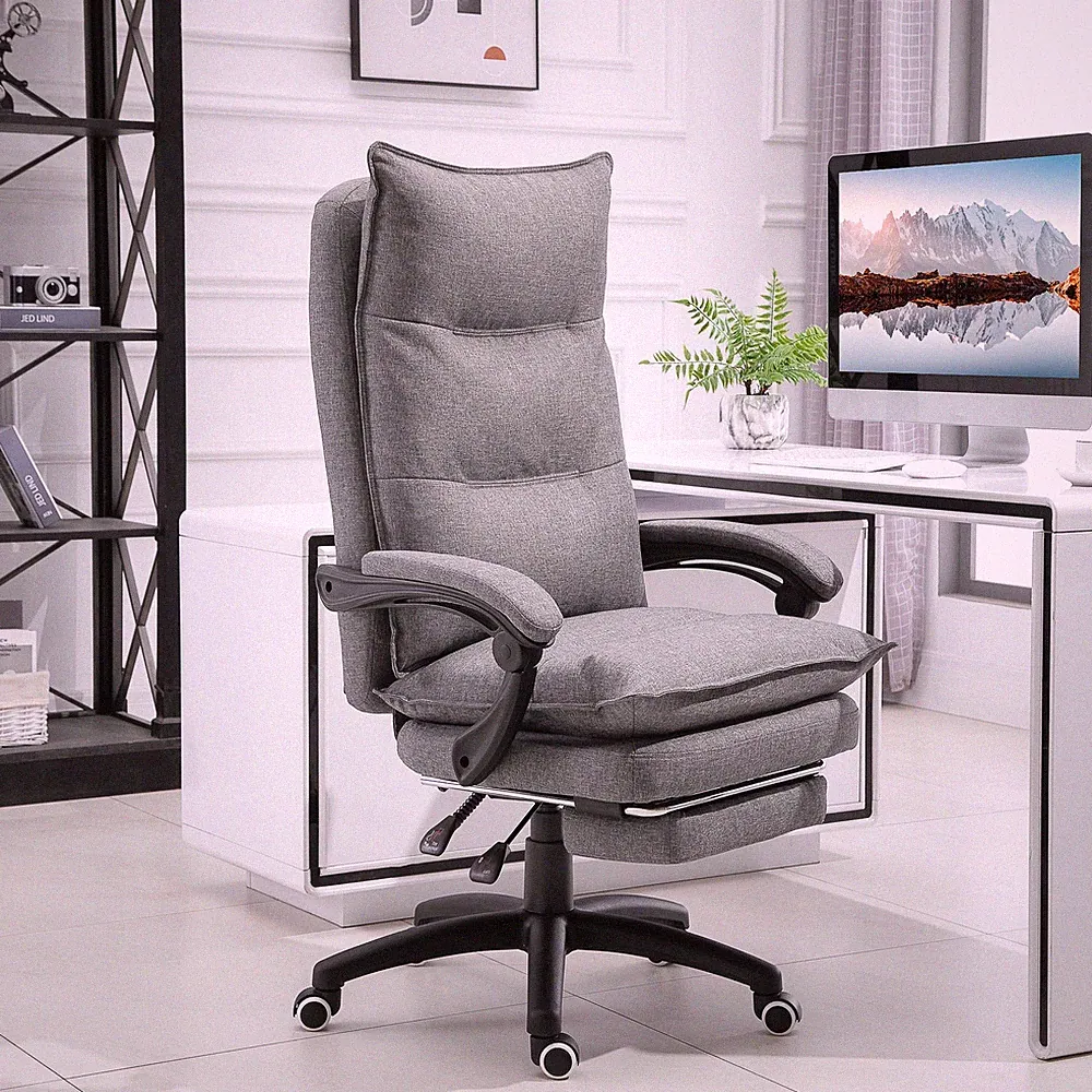 Vinsetto Bürostuhl mit 6 Punkt Massage, ergonomischer Gaming Sessel, Cremeweiß