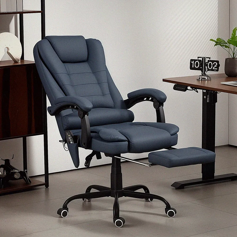 Vinsetto Bürostuhl mit 7 Punkt Massage, ergonomischer Chefsessel Blau