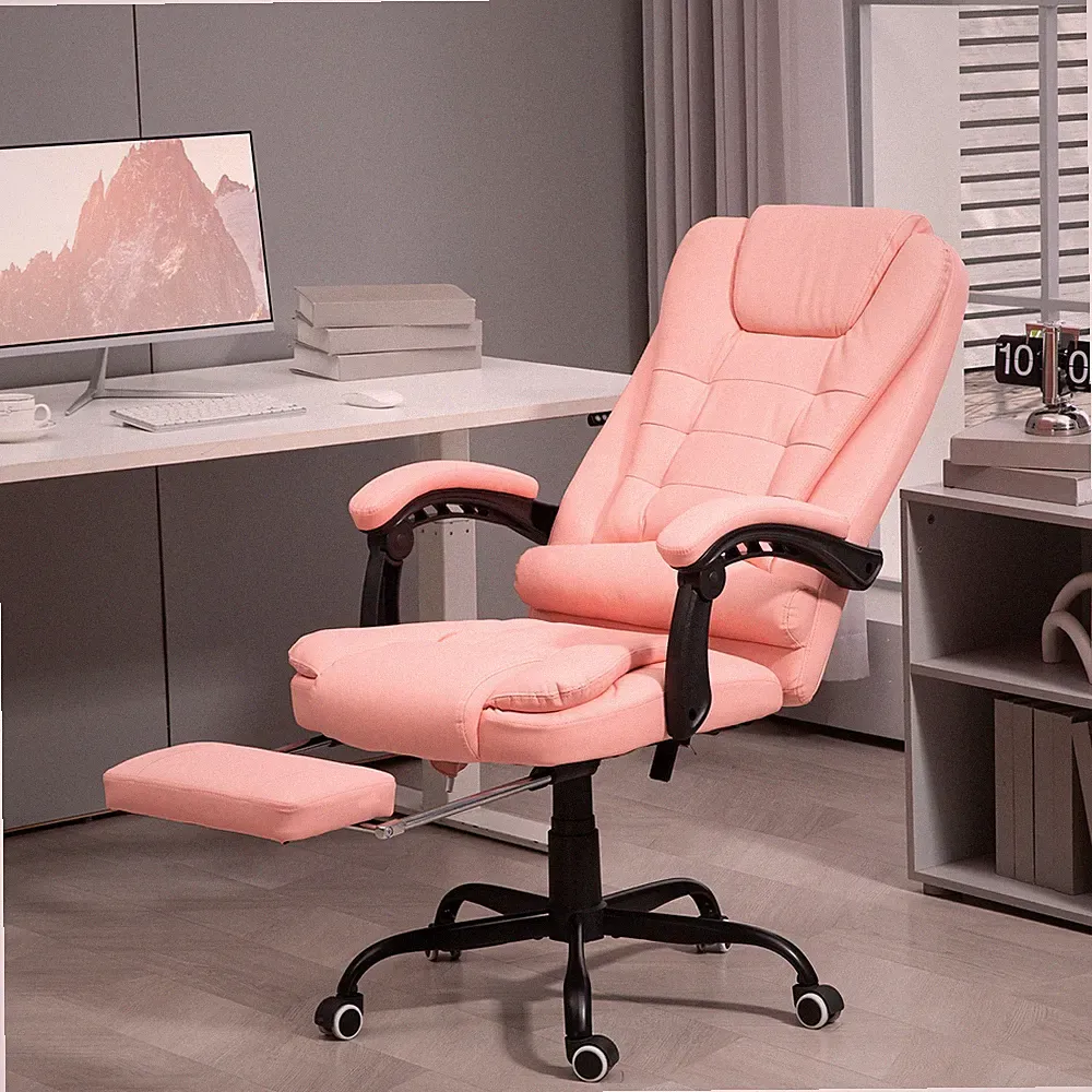 Vinsetto Bürostuhl mit 7 Punkt Massage, ergonomischer Gaming Sessel Rosa