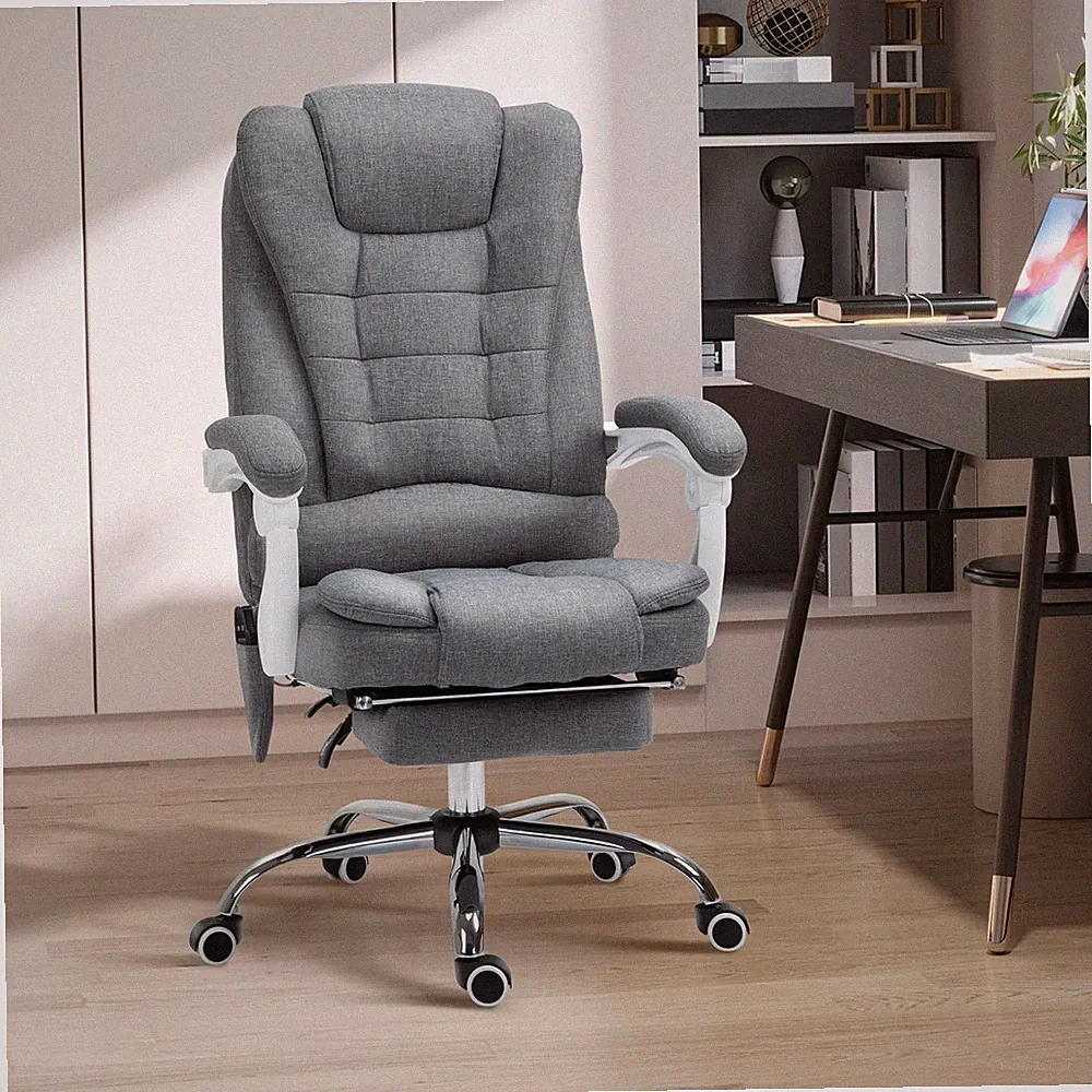 Vinsetto Bürostuhl mit Massagefunktion, Ergonomischer PC Stuhl mit Liegefunktion