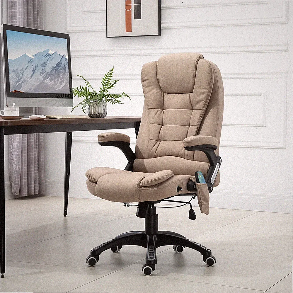 Vinsetto Bürostuhl mit Vibrationsmassage, Ergonomisch Schreibtischstuhl Braun