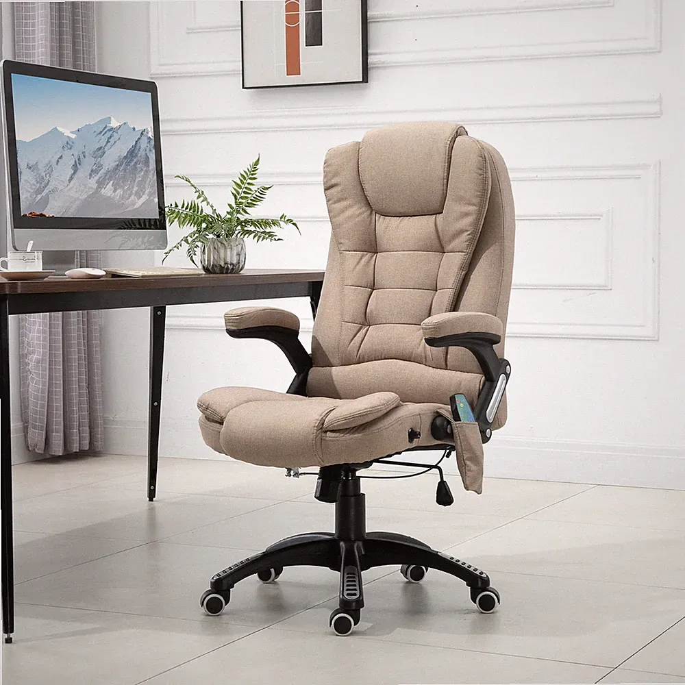 Vinsetto Bürostuhl mit Vibrationsmassage, Ergonomisch Schreibtischstuhl Braun