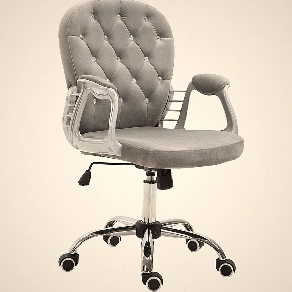 Vinsetto Bürostuhl Velours Diamond getuftet gepolstert ergonomisch 360° drehbar grau
