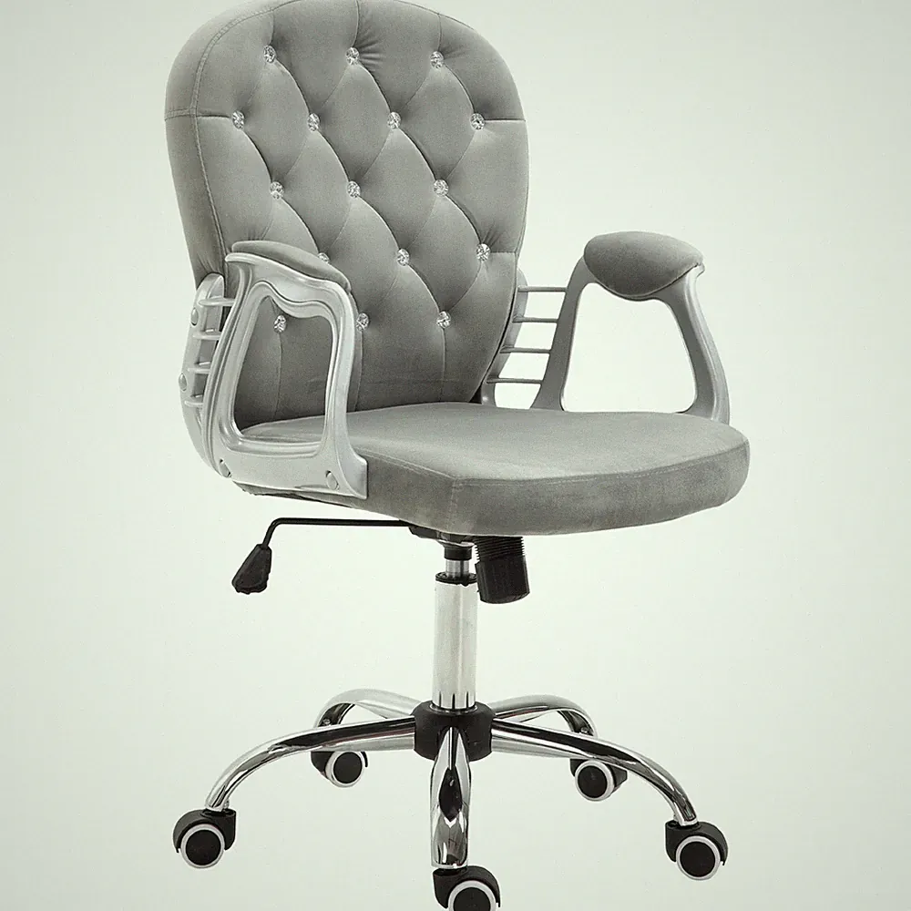 Vinsetto Bürostuhl Velours Diamond getuftet gepolstert ergonomisch drehbar grau