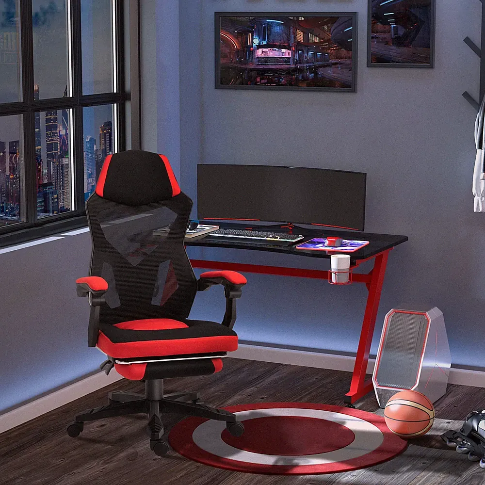 Vinsetto Ergonomischer Bürostuhl Gaming Stuhl Drehstuhl mit Fußstütze Schwarz