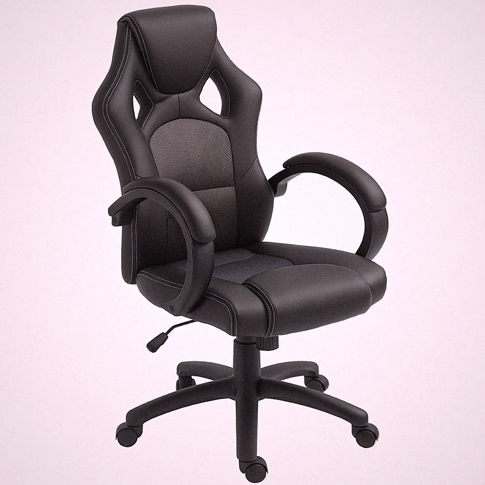 Vinsetto PU Leder Racing Gaming Stuhl, Drehstuhl Home Office Gamer Stuhl Grau