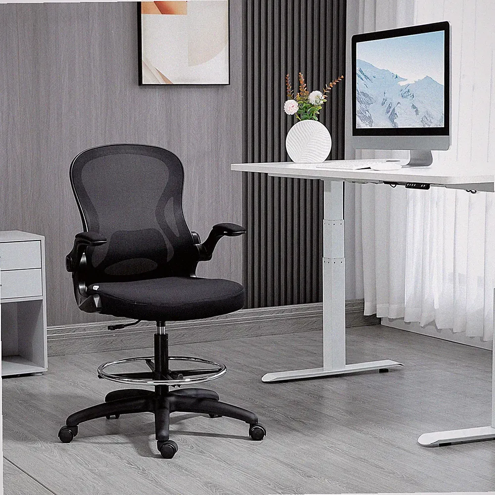 Vinsetto Zeichenstuhl, Höhenverstellbarer Bürostuhl, Ergonomischer Drehstuhl