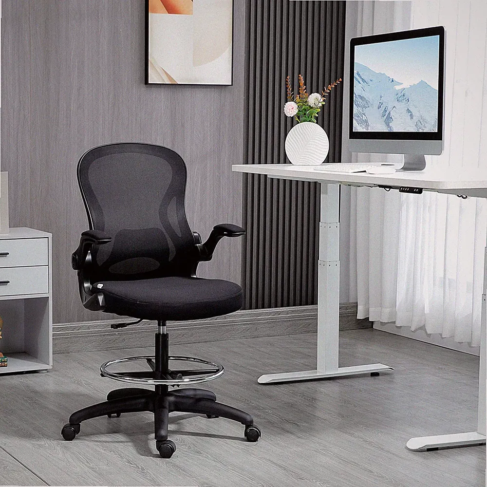 Vinsetto Zeichenstuhl, Höhenverstellbarer Bürostuhl, Ergonomischer Drehstuhl