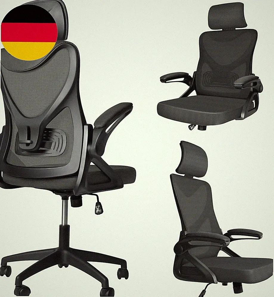 VOUNOT Bürostuhl Ergonomisch, Schreibtischstuhl Mit Hochklappbaren Armlehnen, Ei