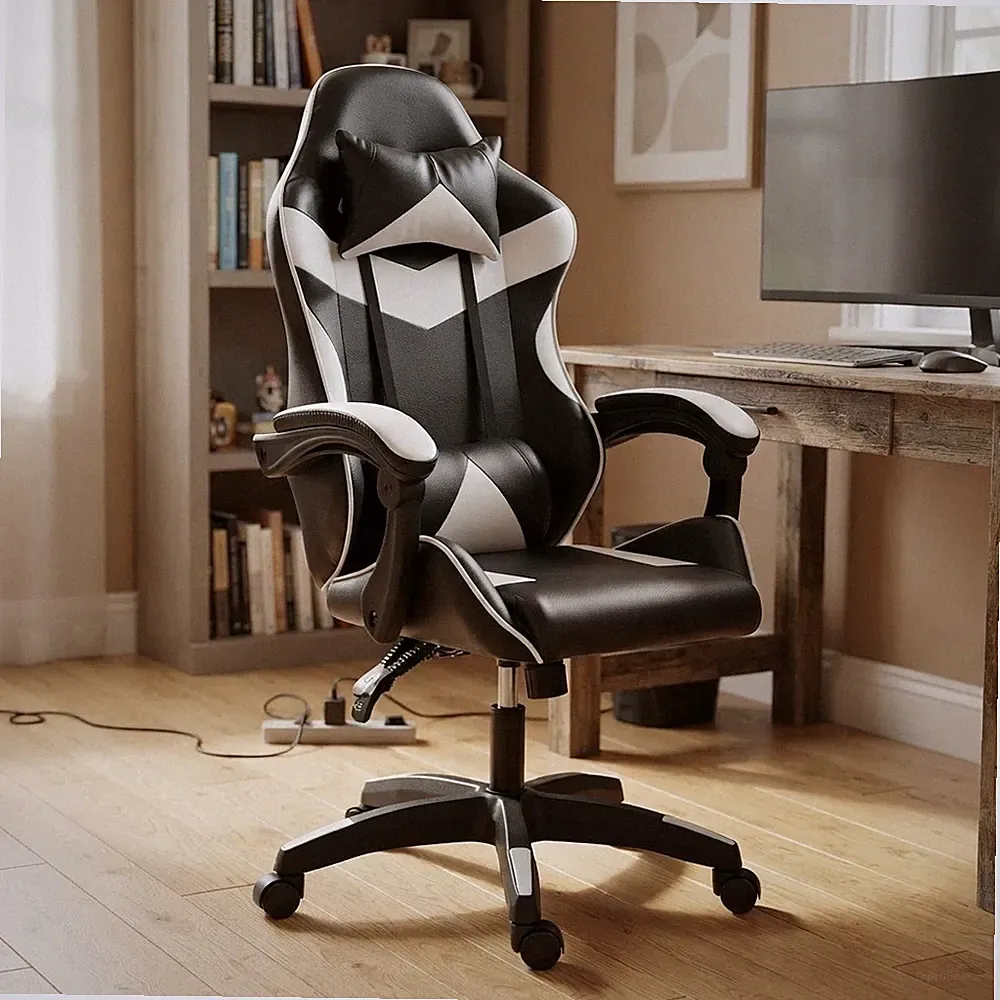 Weißer ergonomischer Liegesessel mit Lordosenstütze - ultimativer Komfort für die Arbeit