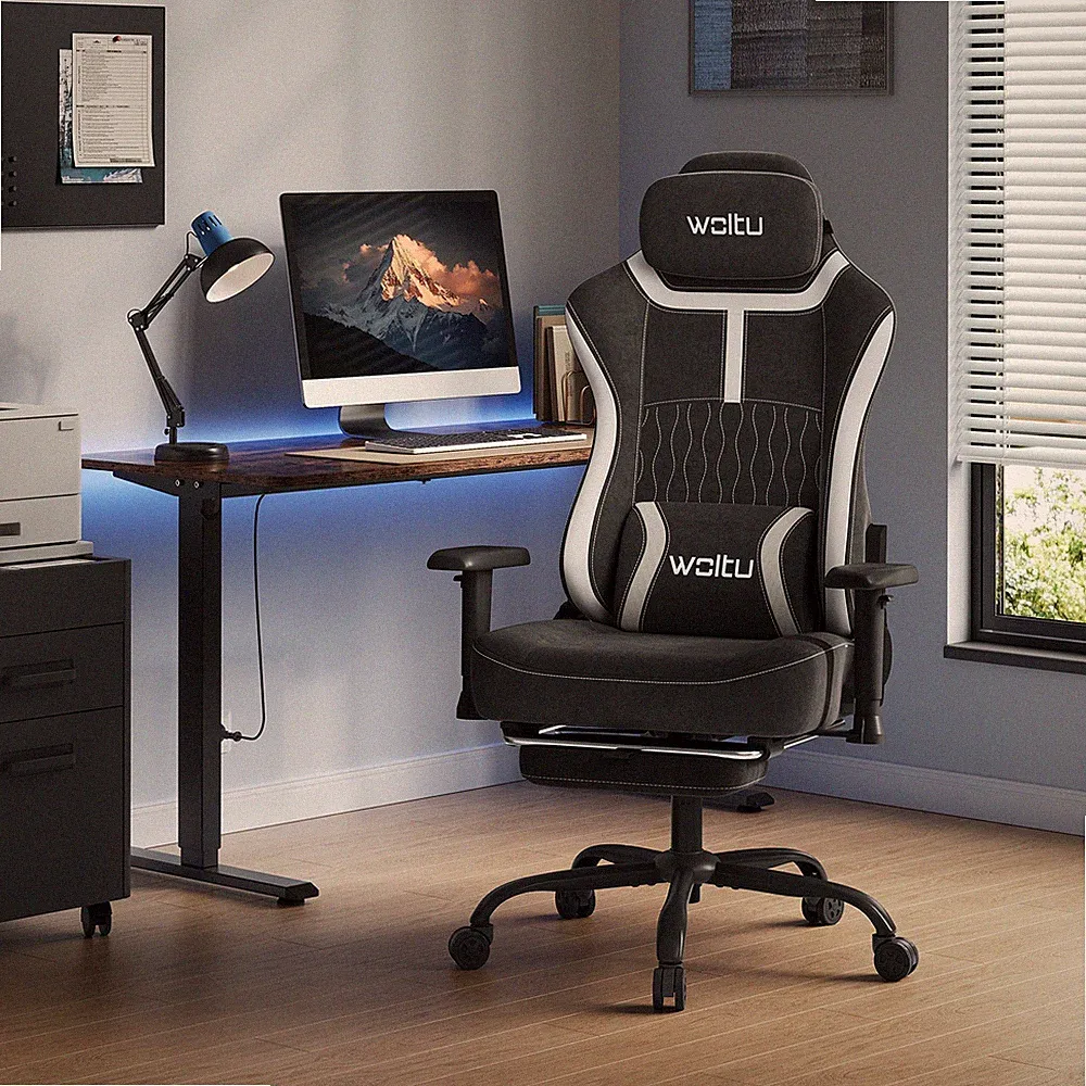 WOLTU Ergonomischer Gaming Stuhl Bürostuhl mit Fußstütze verstellbaren Armlehnen