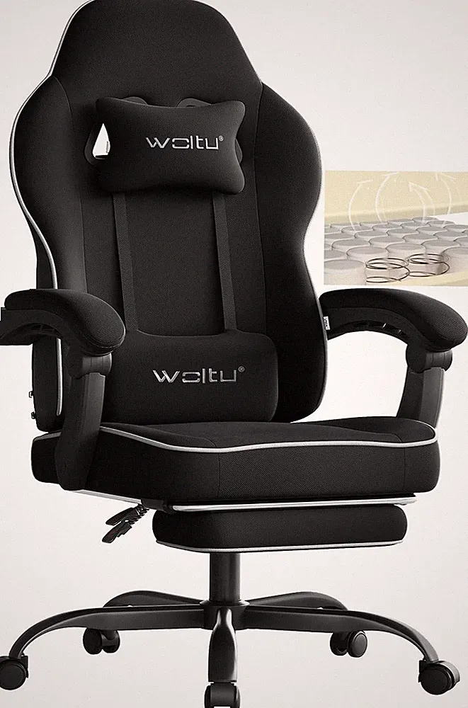 WOLTU Ergonomischer Gaming-Stuhl Bürostuhl mit Kopf- & Lendenkissen bis 150 kg