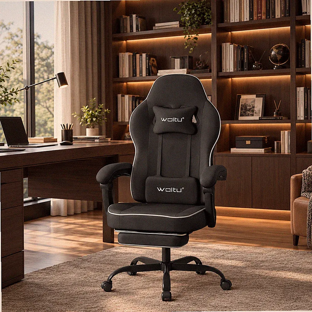 WOLTU Gaming Stuhl Bürostuhl Höhenverstellbar Schreibtischstuhl Schwarz 150Kg