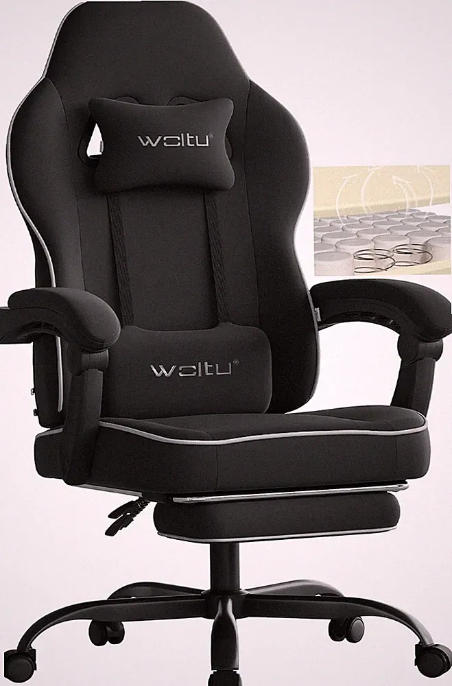 WOLTU Gaming Stuhl Ergonomischer Drehstuhl Bürostuhl Computerstuhl Schwarz 150kg
