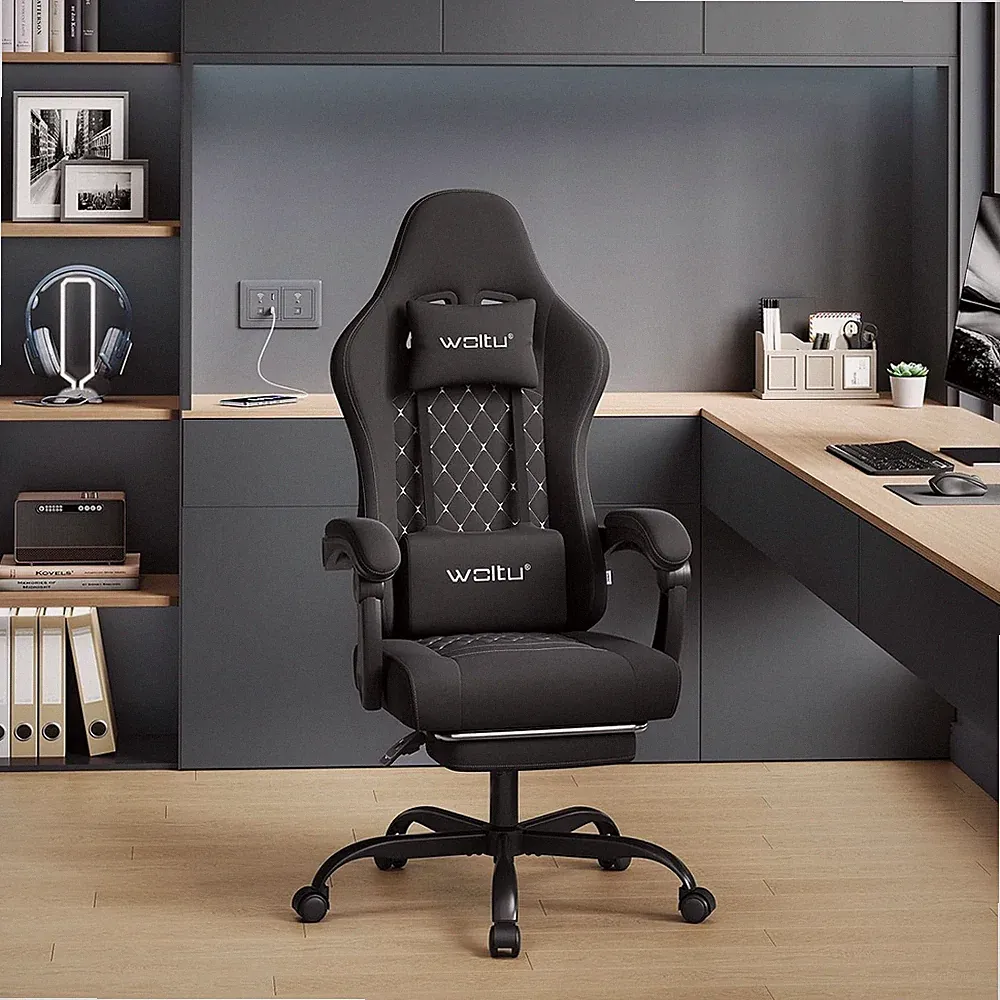 WOLTU Gaming Stuhl mit Massagefunktion Bürostuhl Ergonomisch Fußstütze 150 kg