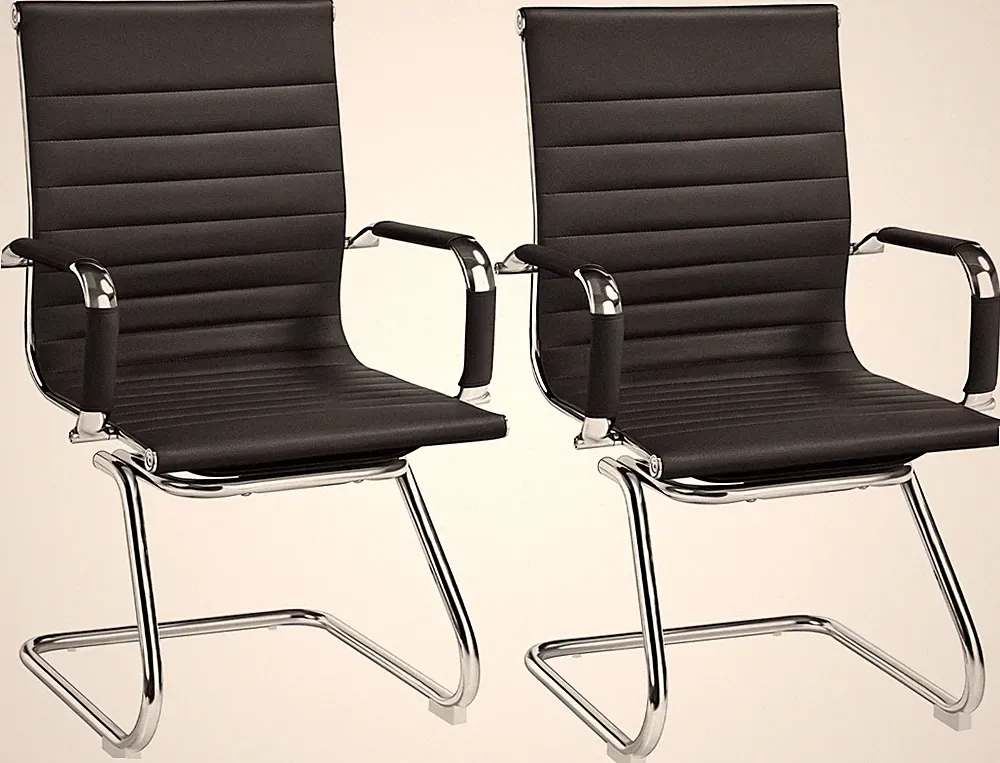 Yaheetech Kunstleder Gäste Empfangsstuhl Ergonomischer Bürostuhl, Schwarz