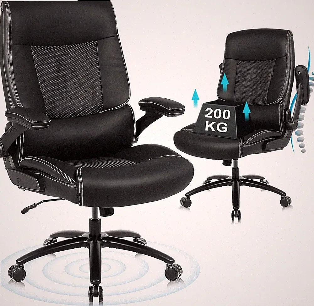 Youhauchair Bürostuhl bis 200 kg XXL Ergonomisch Höhenverstellbar Schwarz Stoff
