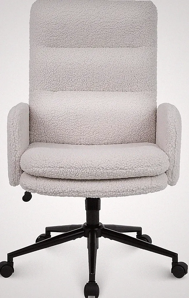 Youhauchair Schreibtischstuhl aus Kaschmir, Bürostuhl Ergonomisch in Creme Farbe